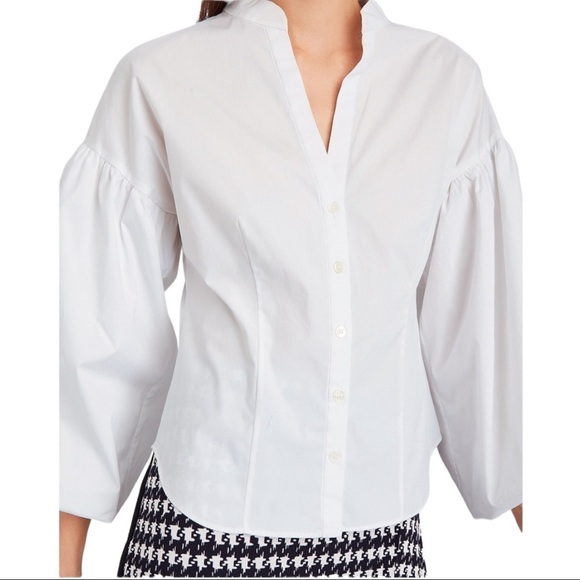 NWT VERONICA BEARD Aileen Puff Sleeve Poplin Blouse - Picture 2 of 7